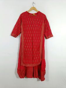Red Printed Kurta