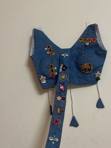 DESIGNER DEMIN HANDWORK BLOUSE WITH BELT