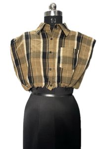 Sleeveless Checkered Top &amp; Black Shorts
