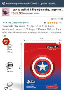 Classmate Play Series | Avengers 3 in 1 Flip Cover