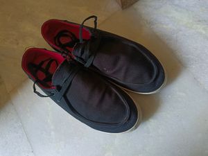 Black Colour Shoes With White Sole .