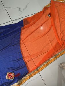 Elegant Blue &amp; Orange Saree