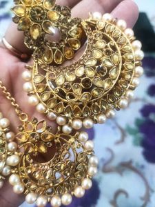 Gold-tone Pearl Embellished Earrings