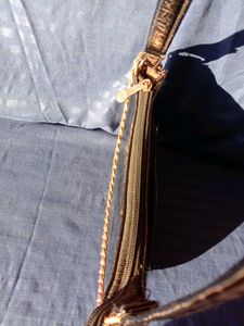 Black Croc Embossed Chain Shoulder Bag