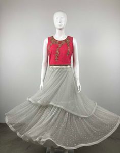 Pink Top &amp; Grey Skirt Set