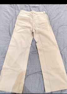 Beige Wide Leg Jeans