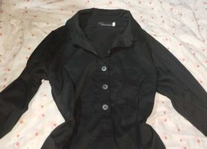 Black Dress with Roll Tab Sleeves