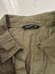 Olive Green Cropped Utility Shirt
