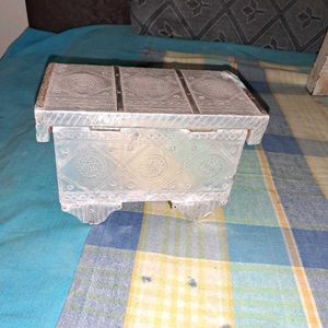 Vintage Silver Metal Treasure Chest