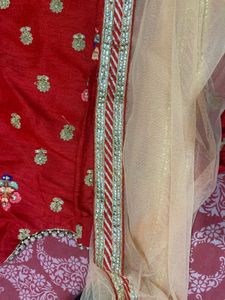 Red &amp; Gold Embroidered Fabric