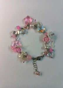 Trendy Pink Handmade Glass Beads Bracelet