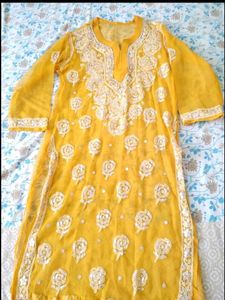 Yellow Embroidered Kurti