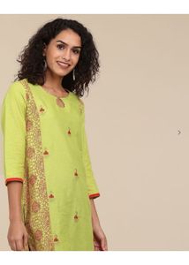 Lime Green Embroidered Kurta