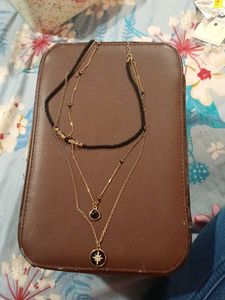 Black Stack Necklace with Earrings