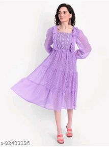 Lavender Ruffled Tiered Dress