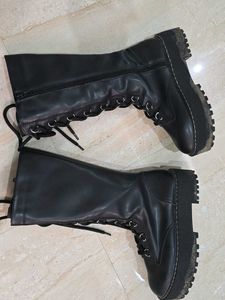 H&amp;M Black Chunky Lace Boots