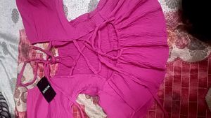 Pink Peplum Top with Puff Sleeves