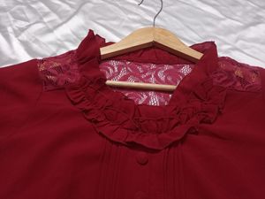 Maroon Ruffled Top