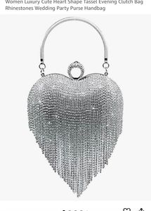 Heart Shape Tessel Rhinestone Clutch