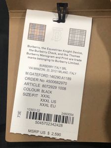 Brand New Burberry Black Puffer Jacket XXXL