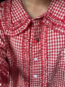 Red Gingham Ruffle Blouse