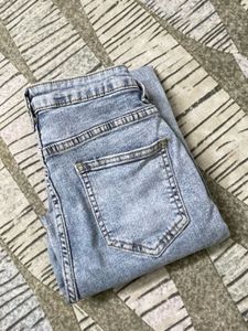 Split Hem Acid Wash Jeans