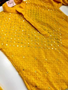 Yellow Embroidered Kurta