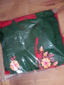Embroidered Green Tunic Top