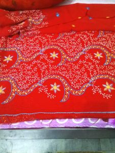 Red Embroidered Saree5