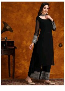 Sangria Black Kurta Palazzo Set