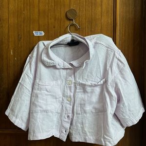 Lavender Shirt Crop Top