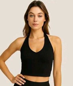 Black Halter Knit Top