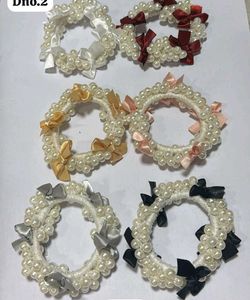 Pearl Bead Bow Hair Ties