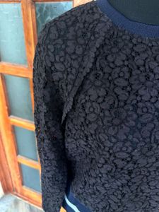 Zara Lace Crop Sweatshirt