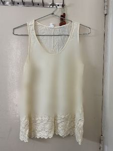 GAP Ivory Lace Trim Tank Top