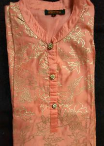 Peach Kurta Palazzo Set For Girls