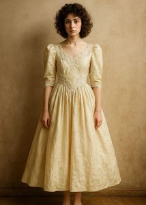 Vintage Cream Lace Trim Dress