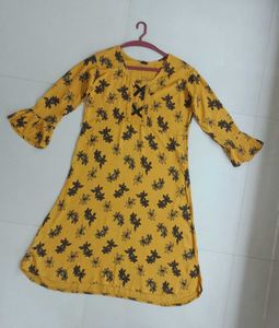 Floral Print Yellow Dress
