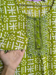 Green Printed Kurta Set