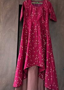 Maroon Floral Print Anarkali Kurta