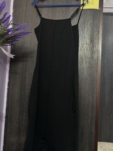 Black Spaghetti Strap Midi Dress