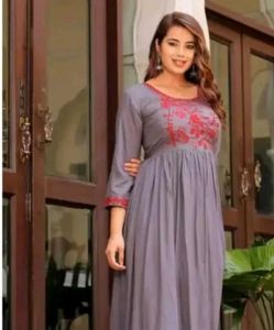 Elegant Embroidered Grey Dress