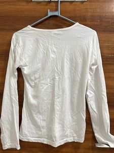 White Full Sleeves Tshirt 100% Cotton