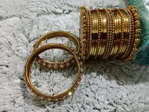 Gold &amp; Crystal Bangle Set