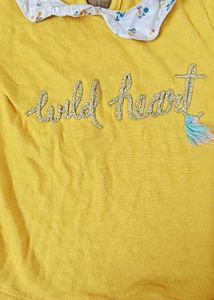 Wild Heart&#34; Yellow Top &amp; Black Jeans Set 3-4 Years