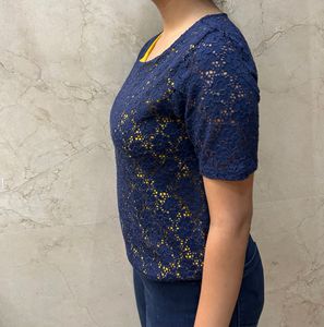 Navy Lace Top