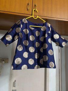 NeeBlue &amp; Gold Print Top