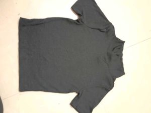 Black Ribbed Mock Neck Top