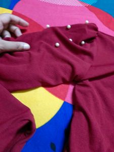 Pretty Style Maroon Peplum Top