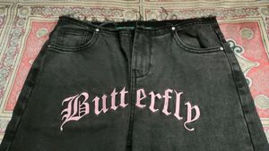 Butterfly Black Straight Jeans 🦋